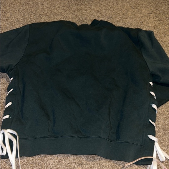 Adidas women's  Dark Green Crewneck Sweatshirt with drawstring laces sides EUC - Picture 14 of 14